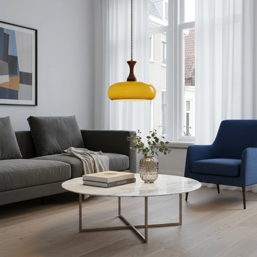 Velora Skandinavische Bauernhaus-Pendelleuchte mit Glasschirm – Modernes Plug-in-Design