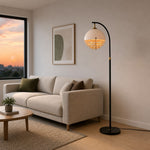 Load image into Gallery viewer, Afterglow Sunset Curved Floor Lamp - Vintage Glass Shade for Bedroom