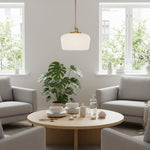 Cargar imagen en el visor de la galería, Lámpara colgante de vidrio opalino Lirra - Gota metálica moderna ajustable para cocina y comedor