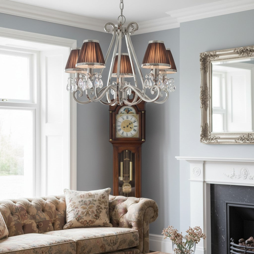 Talonis Mehrfach-Leuchten Stoff Kronleuchter - Elegante Metall gebogene Arme für Esszimmer und Wohnzimmer