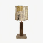 Cargar imagen en el visor de la Galería, Yellow patch shade loofah table lamp on a white background