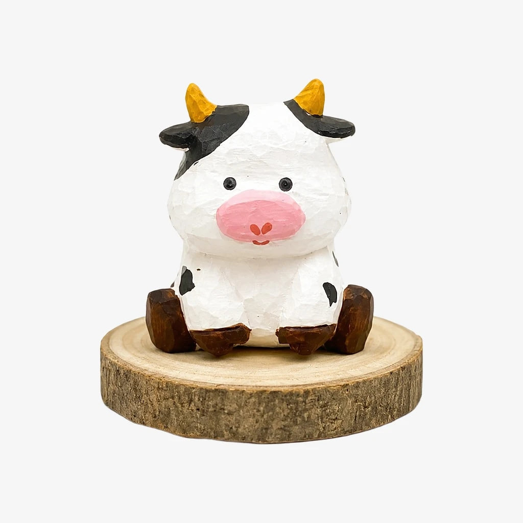 Hand-Carved Wooden Chinese Zodiac Animal Figurines