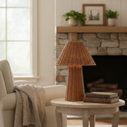 Lampada da tavolo mini scultorea in rattan Wickara - Finitura intrecciata naturale adatta per tavolini laterali e ingressi