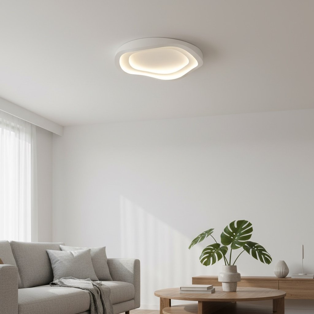 Aeris Elionis LED Plafondlamp met Ripple-patroon – Minimalistische ijzeren en acryl opbouwlamp voor woonkamer