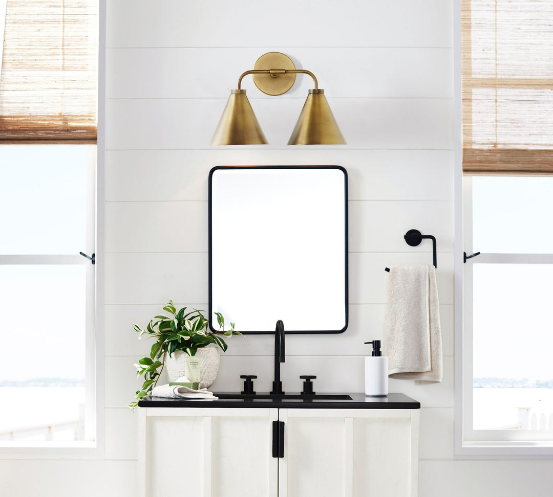 Korvi Iron Tapered Sconce Light - Wall Fixture in Black or Brass