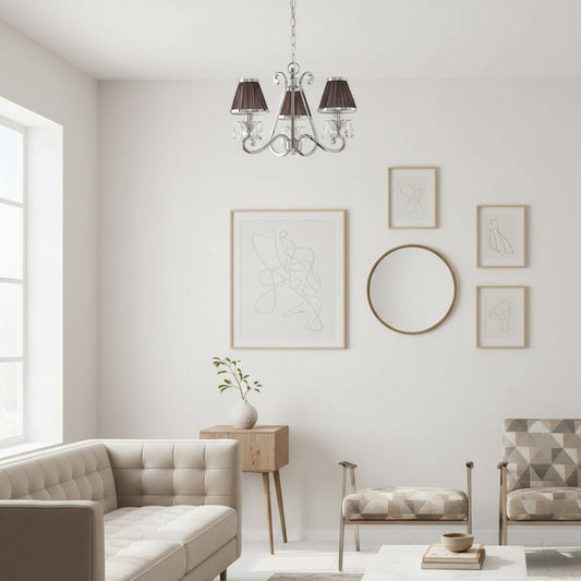 Lámpara de araña Talonis de tela con múltiples luces - Elegantes brazos curvos de metal para comedor y sala