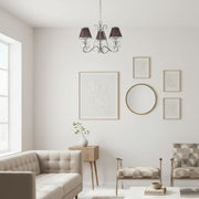 Lustre en tissu multi-lumière Talonis - Bras courbés en métal élégant pour salle à manger et salon