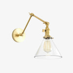 Load image into Gallery viewer, Conique Metal Industrial Wall Sconce with Adjustable Arm - Vintage Glass Cone Shade
