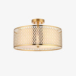 Bild in die Galerieansicht laden, Liorin Geometrische Mesh 3-flammige Deckenleuchte – Metallgewebe-Lampe für Wohnzimmer oder Flur