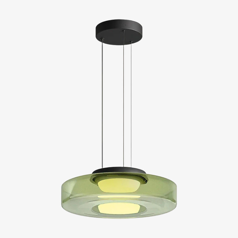 Lámpara colgante de vidrio multicapa contemporánea Nora - Luz colgante ajustable para sala de estar o isla de cocina