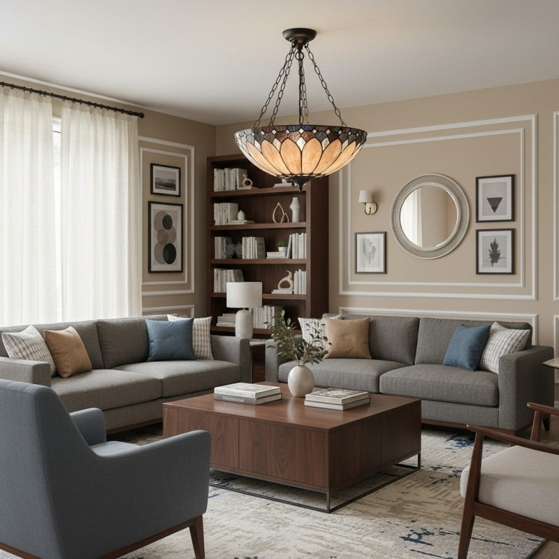 TF Brooklyn omgekeerde hanglamp – Deco glazen hanglamp met verstelbare ketting voor woonruimtes