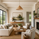 Charger l'image dans la visionneuse de la galerie, Natural rattan pendant lamp in a rustic living room