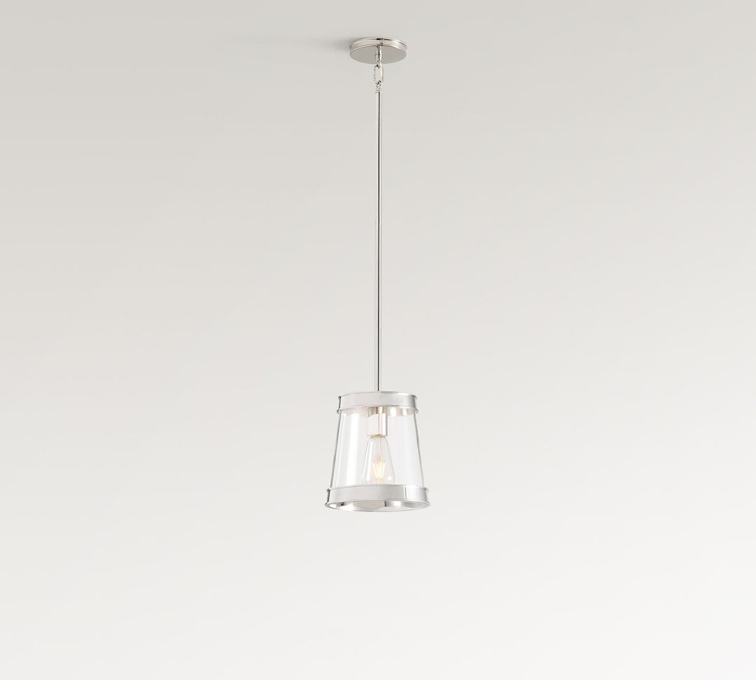 Driscoll Glass Drum Pendant Light - Contemporary Brass Hanging Lamp