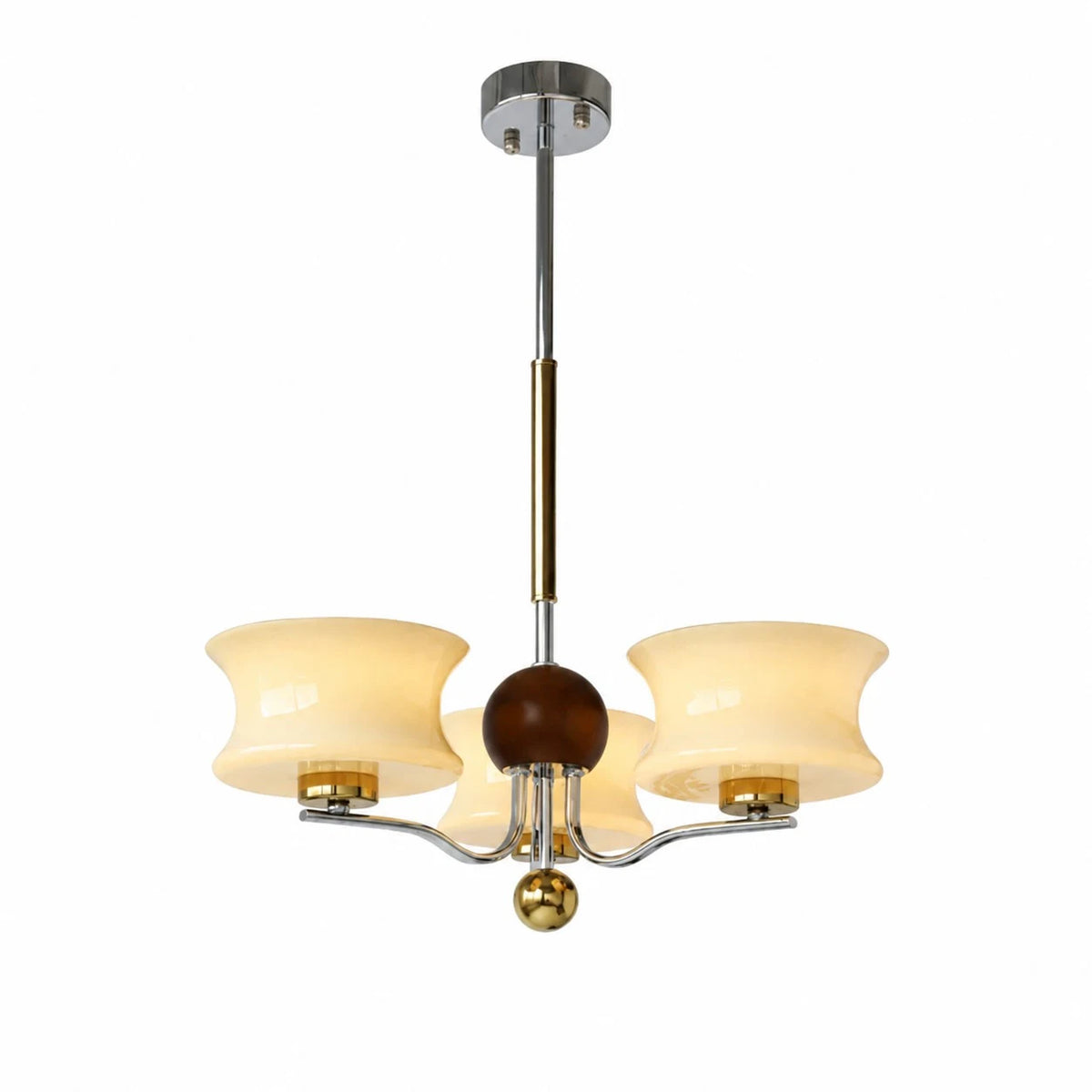 Compact 3-light cream glass chandelier