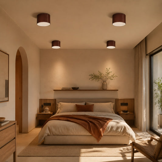 Burgundy Leather Surface-Mounted LED Ceiling Light