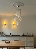 Load image into Gallery viewer, Art Deco Astris Star Chandelier – Frosted Glass Deco Fixture for Dining Room
