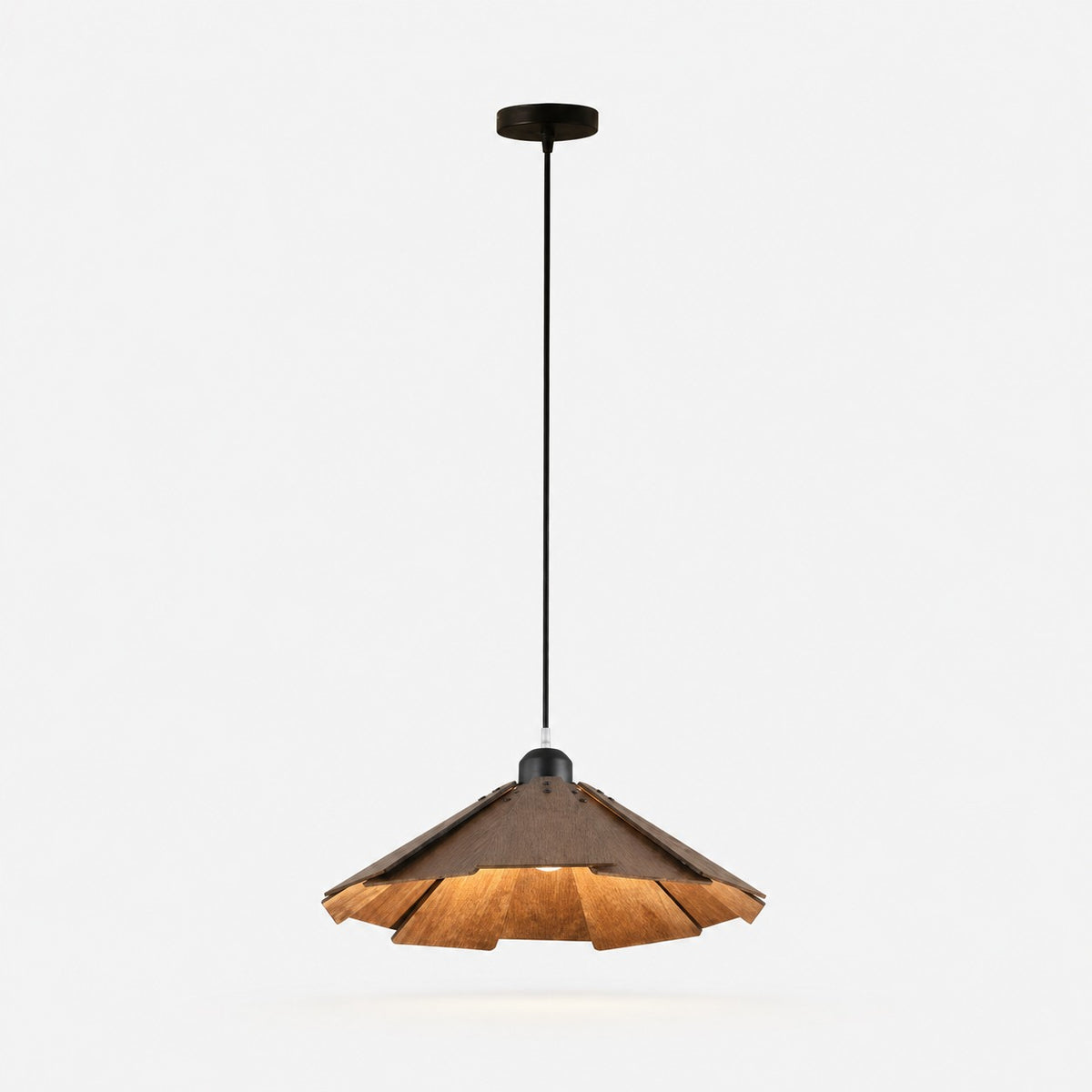 Walnut B style 35cm wooden pendant light