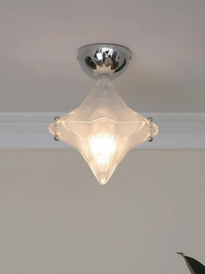 Art Deco Star Ceiling Lamp – Frosted Glass Fixture for Hallway & Entryway – Astris Ceres