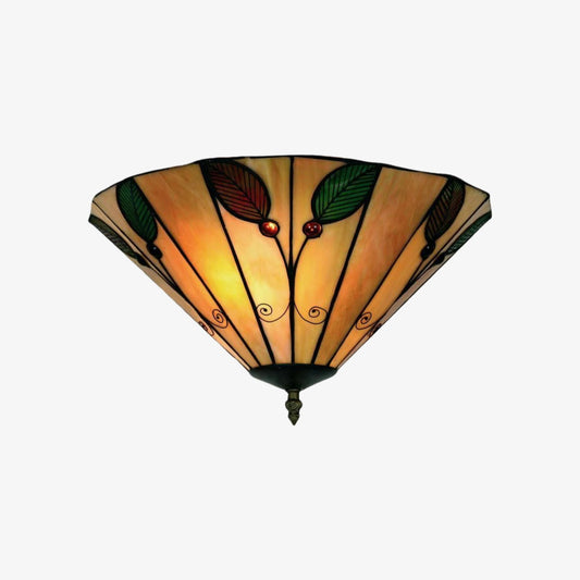 Lámpara de Techo Empotrada TiffStar Leaf con Pantalla de Vidrio Artístico para Sala