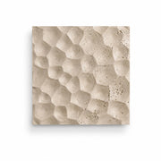 Ivory travertine carved square wall sconce with warm LED backlight