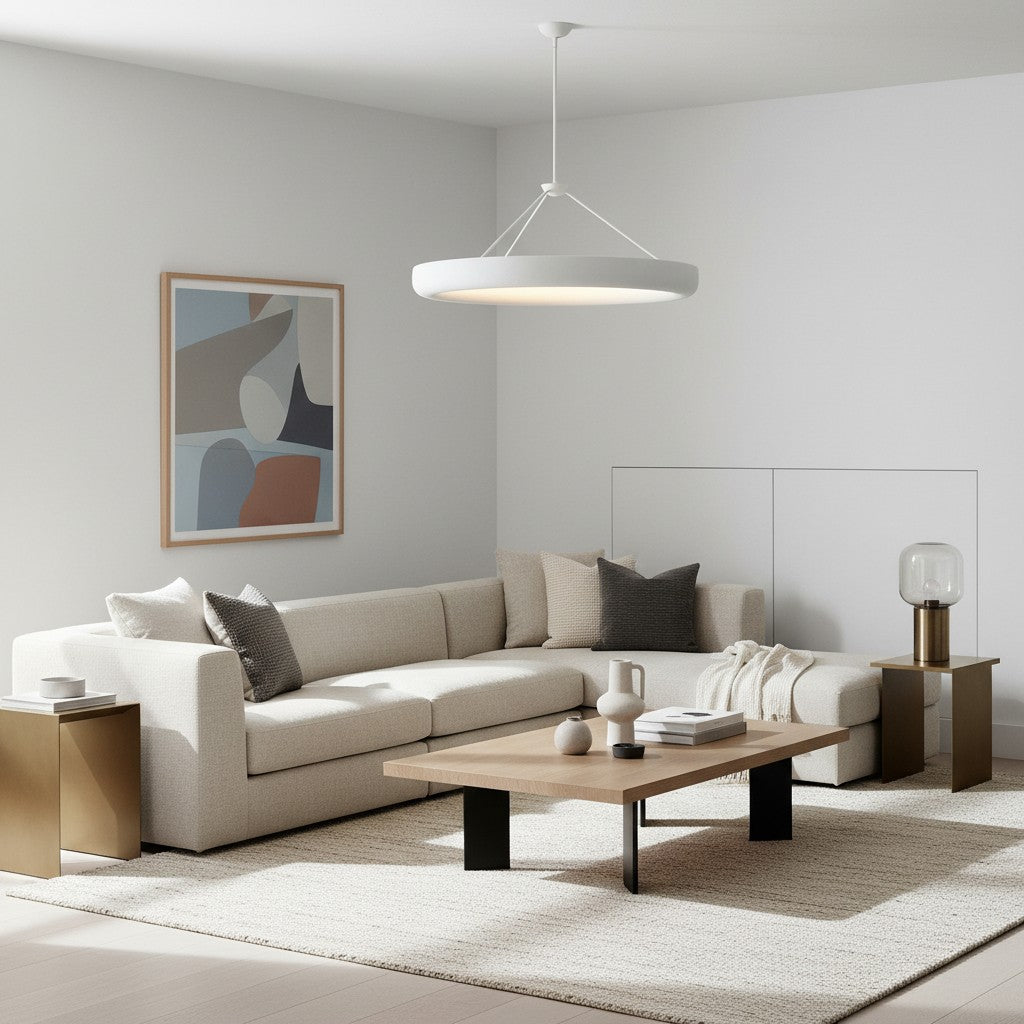 Plafonnier Halo à texture plâtre Plara – Lampe de plafond anneau moderne pour salon et salle à manger