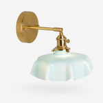 Afbeelding laden in galerijweergave, Blue milk glass brass wall sconce on white background