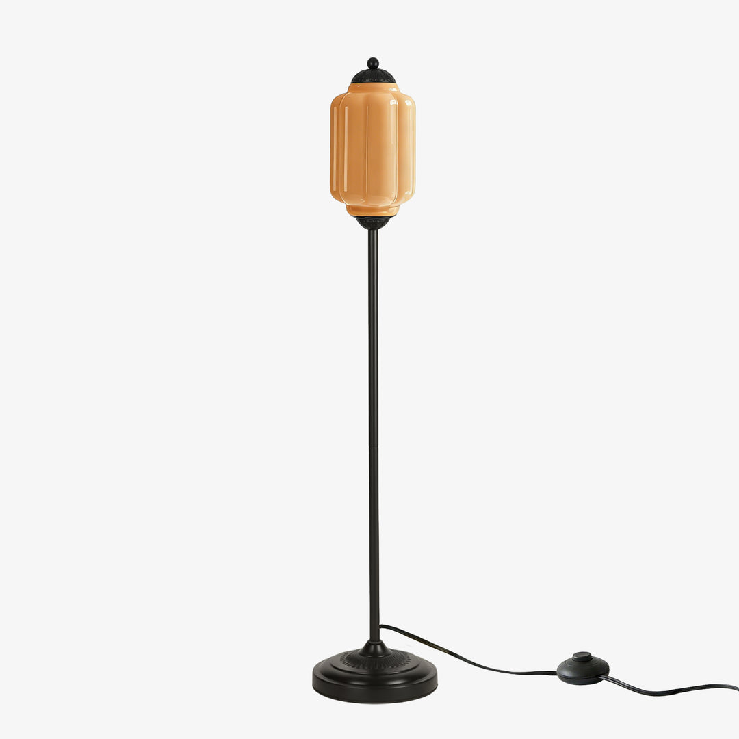 Eloise Strukturierte Glas-Kürbis-inspirierte Stehlampe - Organische Kunstfertigkeit und Retro-Stil für Wohnzimmer