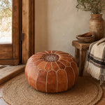 Bild in die Galerieansicht laden, brown Moroccan pouf room scene
