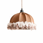 Bild in die Galerieansicht laden, Taupe and blue ruffled fabric pendant light