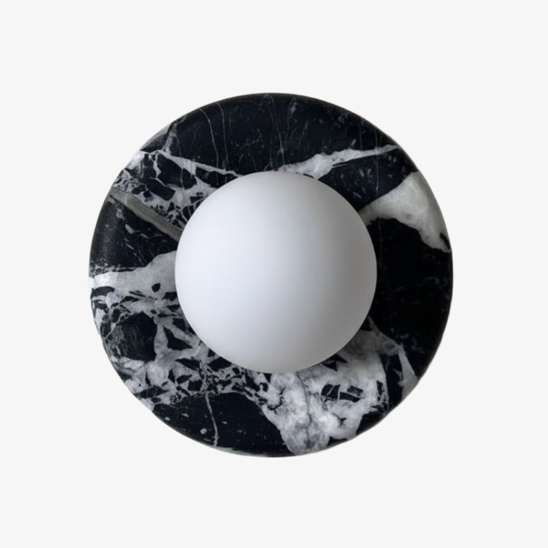 Oria Modern Square or Round Jade Wall Lamp with Alabaster Shade for Bedroom or Bathroom Vanity