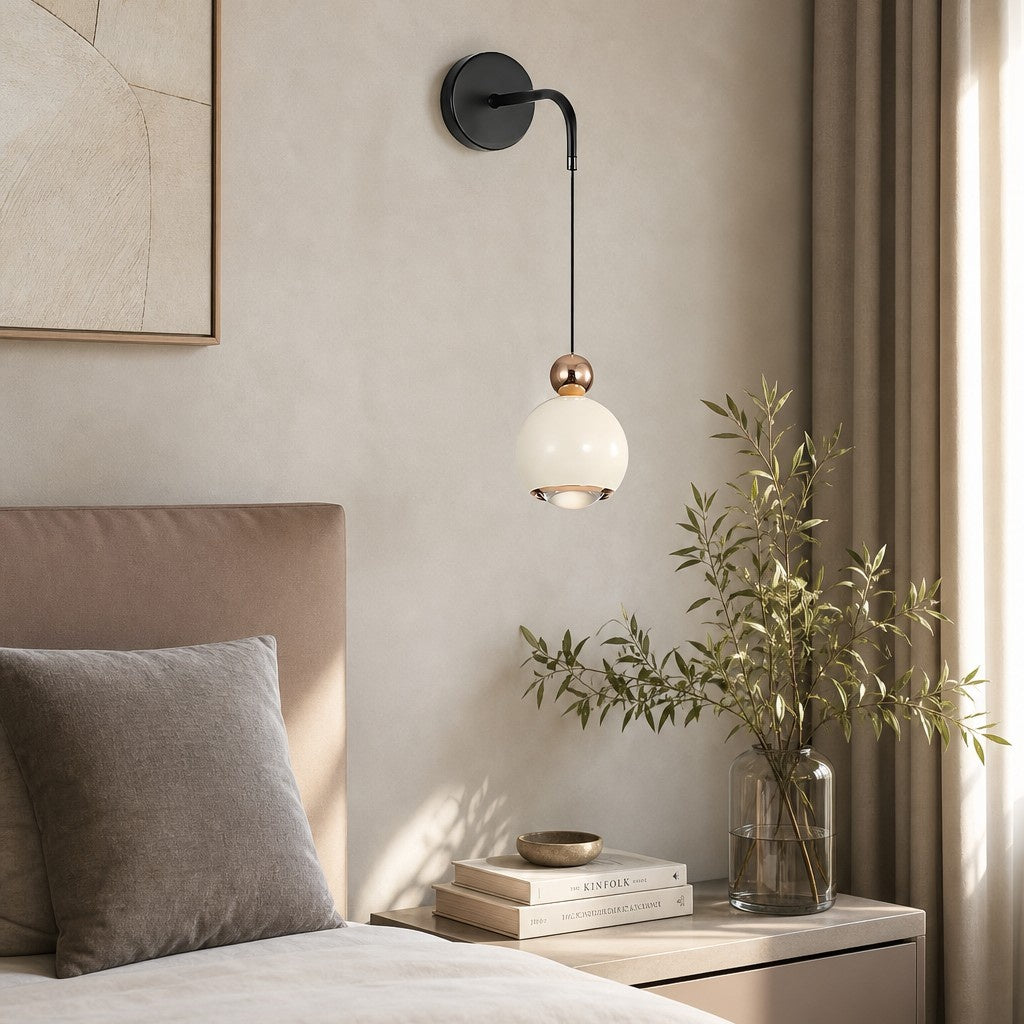 Glintap Nordic Globe Wall Mounted Light – Minimal Accent Lamp for Bedroom Interior
