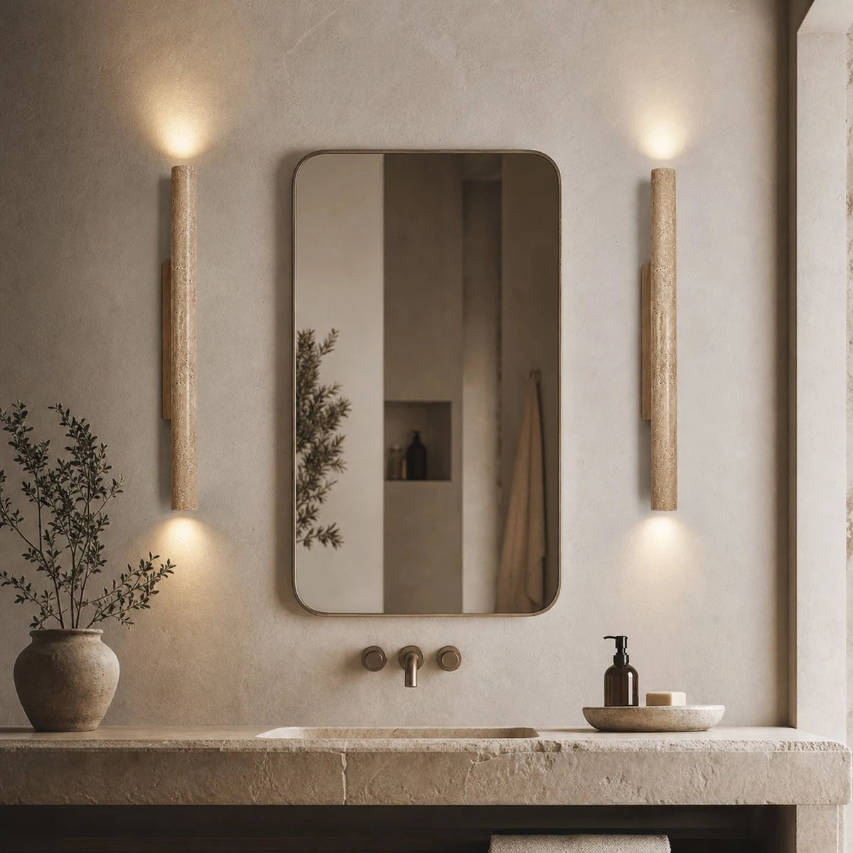 stone linear wall sconce scene