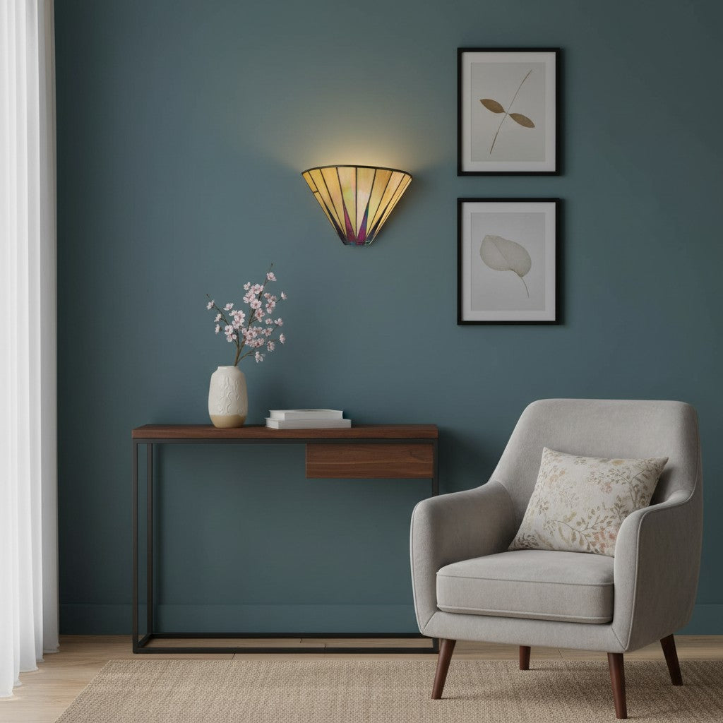 TF Dark Star Art Deco Ster Tiffany Wandlamp – Glas-in-lood Geometrisch Licht voor Gang en Woonkamer