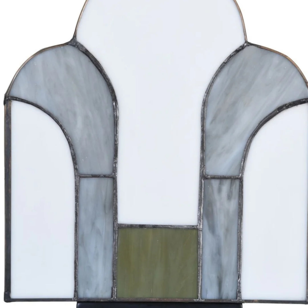 Lámpara de Mesa Art Deco de Vidrio Teñido Kelsar – Elegante Luz de Acento Interior para Sala de Estar o Entrada