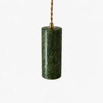 Cargar imagen en el visor de la Galería, Close product view of the green jade cylinder shade with brass tone top hardware