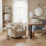 Load image into Gallery viewer, Savara Minimalist Table Lamp - Clean Glass Form with Fabric Shade for Bedrooms