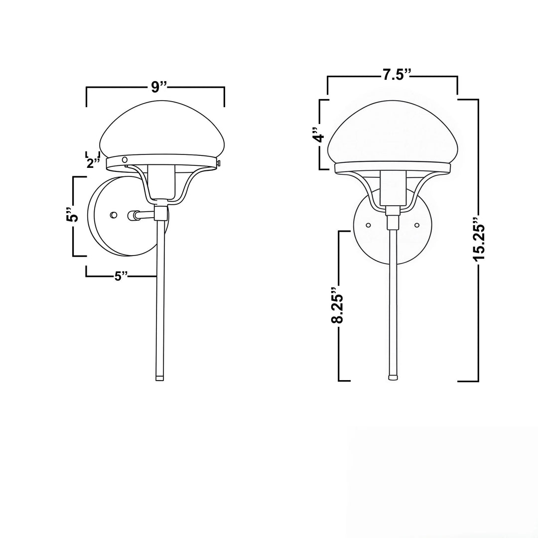 Ornato Luxe Modern Art Deco Wall Light - Opal Glass Globe Sconce - Brass or Black