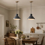 Cargar imagen en el visor de la Galería, Gray metal pendant lamps above a dining table scene