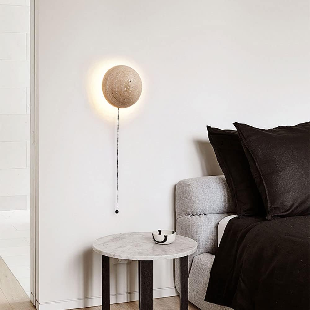 Aplique de Pared Redondo de Travertino Amber Loft