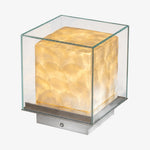 Cargar imagen en el visor de la Galería, Beamira Mica and Shell Table Lamp - Modern Square Shade Accent Light for Bedroom