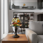 Load image into Gallery viewer, Calyra Vintage Floral Stained Glass Table Lamp — Art Deco Tiffany Style Accent Light for Bedside and Living Room