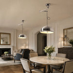 Cargar imagen en el visor de la Galería, Chrome adjustable pendant light in a classic living dining room