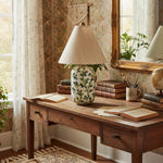 Load image into Gallery viewer, Ceruna Ceramic Table Lamp - Tapered Linen Shade Wax Resist for Bedroom