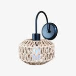 Cargar imagen en el visor de la Galería, Shade B woven rattan wall sconce in matte black