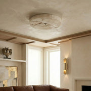 AlbaSphere Modern Round Ultra Thin Ceiling Lamp - Alabaster Contemporary Home Lighting