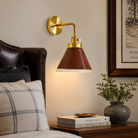 Brown Leather Wall Sconce