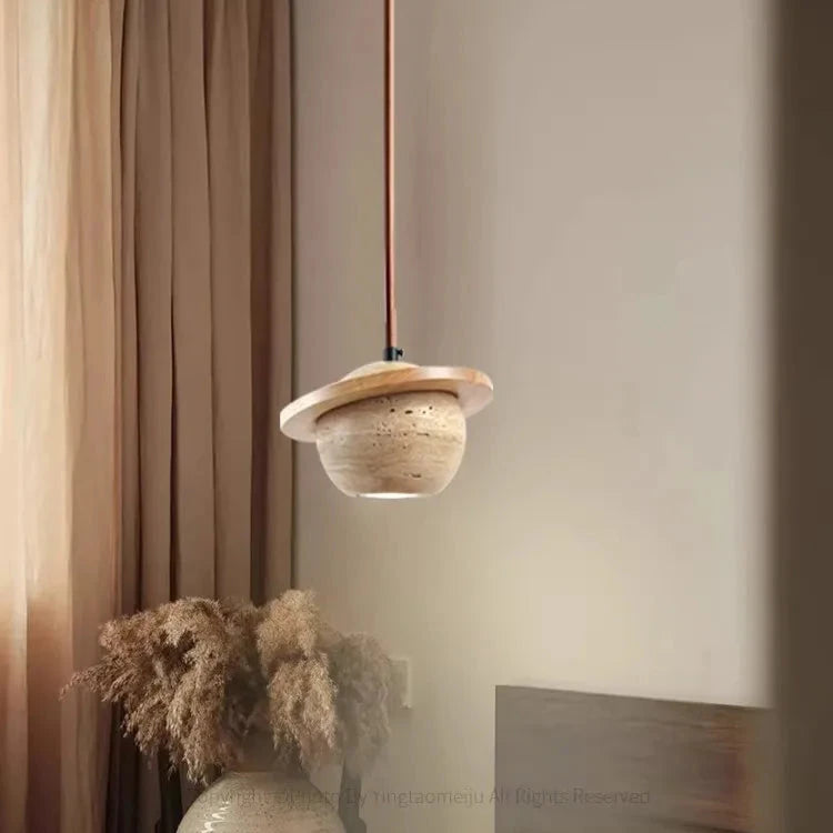 Travertine Planet Pendant Light