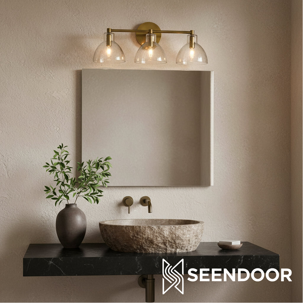 Glavira gerecyclede glazen dubbele wandlamp - binnen messing wandverlichting