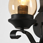 Afbeelding laden in galerijweergave, Close view of amber glass shade and E27 socket area