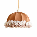 Bild in die Galerieansicht laden, Taupe and white ruffled fabric pendant light